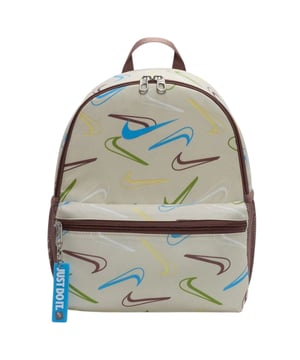 The Nike Youth All-Over Brand Logo Cream Bag combines style and practicality for young athletes and everyday use. Crafted from durable 100% polyester, this mini backpack features a cream base with a vibrant, multicoloured Nike Swoosh logo pattern that covers the entire bag, making it stand out. It offers a spacious 11-litre main compartment perfect for books, sports gear, or daily essentials, plus a secure front zip pocket for smaller items. Adjustable straps ensure a comfortable fit, while reliable zip fastenings keep belongings safe. Made in Vietnam, this backpack is a versatile and trendy choice for youth on the go