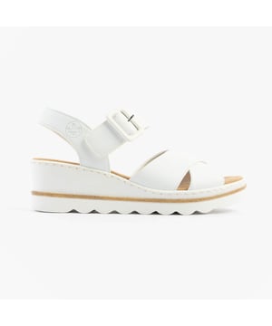 These women's wedge sandals feature a synthetic upper, breathable textile lining, and a PU sole for comfort. Ideal for casual wear with a relaxed fit and secure buckle closure