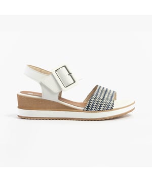 These women's open-toe wedge sandals feature a leather upper, breathable lining, and a PU sole for comfort and casual wear