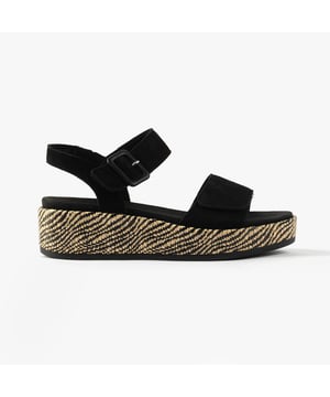 These women's open-toe sandals feature a suede upper, textile lining, and a platform heel for comfort and breathability, ideal for casual wear