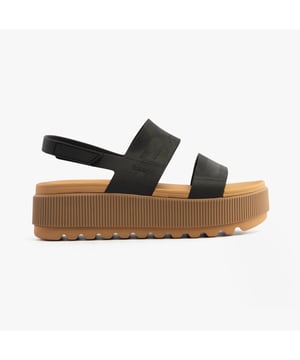 These women's open-toe sandals feature a synthetic upper, breathable EVA lining, and a platform heel under 2.5cm. Designed for comfort and casual wear with a secure touch fasten closure