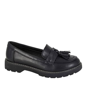 Add a touch of polished ease to your everyday style with the Boulevard Lucile Womens Toggle Loafers. Crafted in sleek black matt PU, these loafers feature a classic toggle detail across the front for a smart, timeless finish. The smooth PU lining and cushioned sock provide all-day comfort, while the durable TPR sole offers flexibility and grip. Perfect for work, weekend wear, or smart-casual outings, the Lucile loafers blend elegance with everyday practicality.
 
 - Sleek black matt PU upper
 - Classic toggle detailing across front
 - Slip on wear
 - Smooth PU lining & cushioned sock
 - Durable TPR sole