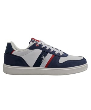 Inspired by the heritage of American casual style, designed for everyday use.\n\n US Polo Assn. men's sneakers fuse clean lines with functional details, resulting in versatile footwear with an urban spirit.\n\n Details:\n - Smooth upper with high-quality synthetic finishes that offer a polished and elegant appearance.\n -Side reinforcements with marked seams for greater structure and durability.\n -Interior lined with light padding, providing all-day comfort.\n -Flat laces in matching tone for a classic and secure fit.\n -Rubber sole with non-slip pattern, perfect for a firm step in urban environments.\n -Embroidered logo on the side and tongue label, reflecting the US Polo Assn. identity.\n\n An essential design for those seeking simplicity with character. These men's sneakers reinterpret casual elegance with iconic brand details, becoming a versatile staple for the contemporary menswear wardrobe.\n Composition: Exterior: Textile, Synthetic; Interior: Textile; Sole: Synthetic\n Care:\nClean with a soft brush and neutral soap.\n Avoid machine washing.\n Air dry, away from direct sunlight.