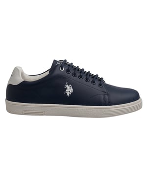 Refined style with the authenticity of leather.\n\n These leather sneakers from the US Polo Association combine a clean design with high-quality materials for a stylish urban look. Designed for those who value comfort without sacrificing style, they're the perfect complement to any casual outfit.\n\n Details:\n - Upper made of genuine leather, with a smooth finish and defined seams.\n - Soft inner lining with ergonomic padding.\n - Round laces with metal eyelets.\n - Durable rubber sole with non-slip texture.\n - US Polo Assn. logo engraved on the side.\n\n A timeless staple elevated by the use of genuine leather, these men's casual sneakers offer a perfect combination of comfort, durability, and refined style. Ideal for those who value real quality in their everyday footwear.\n Composition: Exterior: 100% Leather; Interior: Textile; Sole: Synthetic\n Care:\nClean with a soft brush and neutral soap.\n Avoid machine washing.\n Air dry, away from direct sunlight.