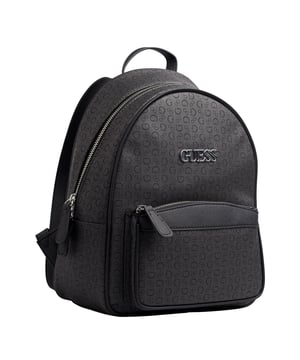 This Guess backpack features a contemporary design with an all-over Guess monogram print, ideal for those seeking a modern look with a visual identity. Its compact and functional silhouette makes it a practical everyday option, while still maintaining Guess's signature urban style.

 - Accessory type: Backpack.
 - Material: Synthetic leather-like material.
 - Texture: Monogram print with grained finish.
 - Hardware: Silver-tone metal.
 - Exterior details: Metallic Guess logo and front zipper pocket.
 - Interior details: Main compartment with zipper closure, interior organizing pockets.
 - Top handle for carrying by hand.
 - Adjustable rear straps.

 Guess reinterprets the classic backpack with a design that stands out for its personality. A perfect piece to accompany you to work, school, or on your urban adventures with a distinctive and functional touch.
 Measures: 25 x 32 x 12 cm
 Composition: 100% Polyurethane
 Care:
Clean with a soft, slightly damp cloth.
 Do not use abrasive products or detergents.
 Avoid prolonged exposure to the sun or extreme humidity.