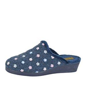 Step into effortless elegance with the Sleepers Josephine Wedge Womens Mule Slipper. Crafted from soft grey floral embroidered textile, this stylish slip-on mule features a subtle wedge heel for a touch of lift and sophistication. The cosy textile lining ensures all-day comfort, while the durable vulcanised rubber sole provides reliable grip and support. Perfect for indoor wear with a fashionable edge, the Josephine slipper blends classic design with practical comfort.
 
 - Floral embroidered textile upper
 - Slip on mule design
 - Cosy textile lining provide 
 - Vulcanised rubber sole
 - Subtle wedge heel
 - Sleepers branding