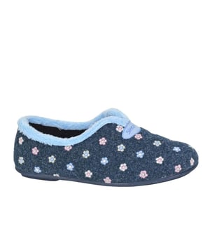 Step into comfort and classic style with the Sleepers Carol V Line Womens Slipper. Crafted from a soft navy floral embroidered textile, this elegant V-throat design combines a timeless look with everyday practicality. The textile lining offers a warm and cozy feel, while the vulcanised rubber sole provides durability and grip for secure movement around the home. Lightweight yet supportive, it's the perfect blend of comfort and charm for relaxed indoor wear.
 
 - Floral embroidered textile upper
 - V-throat design
 - Slip on wear
 - Textile lining provide warmth
 - Vulcanised rubber sole
 - Sleepers branding