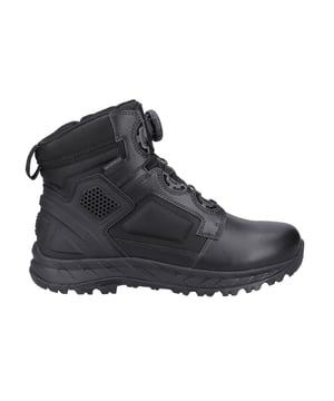 The Magnum Spider Exo 6.0 WP M-Lock Men's Safety Boots are the ultimate mid-cut performance boots designed for superior protection and all-day comfort. Built with a waterproof, durable leather upper and hard-wearing recycled mesh panels, these boots offer both breathability and durability. The high-traction Michelin outsole ensures exceptional grip with slip and oil resistance, making them perfect for challenging environments. Featuring the M-P.A.C.T Response insole, they provide maximum comfort and shock absorption, while the M-P.A.C.T. ankle impact protection safeguards your feet during high-intensity tasks. The padded collar enhances comfort, and the fast-wicking lining keeps your feet dry by efficiently managing moisture. With a lace pocket for convenience, an abrasive-resistant rubber scuff cap for added durability, and a compression-molded RECOIL midsole for support, these boots are engineered to deliver ultimate comfort and performance. The external heel support provides extra stability, making these boots a reliable choice for anyone in need of top-tier safety footwear.
-Mid-cut design for superior protection and all-day comfort.
- Waterproof leather upper with recycled mesh panels for breathability and durability.
- Michelin outsole for high traction, slip, and oil resistance.
- M-P.A.C.T Response insole for maximum comfort and shock absorption.
- M-P.A.C.T ankle impact protection for foot safety during intense tasks.
- Padded collar and fast-wicking lining to keep feet dry and comfortable.
- Lace pocket for added convenience.
- Abrasive-resistant rubber scuff cap for enhanced durability.
- Compression-moulded RECOIL midsole for support.
- External heel support for extra stability and reliability.
- Magnum branding