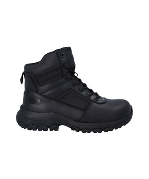 The Magnum Vanguard 6.0 is the ultimate choice in fast and lightweight tactical uniform footwear, delivering full protection without compromising on comfort. Designed for demanding environments, these boots are built with a combination of full grain leather vamps and durable, breathable mesh panels to ensure all-day wearability straight out of the box.
Key features include a PU insole for superior shock absorption and comfort, a moisture-wicking lining to keep feet dry, and a padded collar and tongue for added support and cushioning. The heat-resistant outsole offers durability in high-temperature conditions, while antistatic materials help prevent the buildup of static electricity, ensuring safety in sensitive environments.
Engineered for performance, protection, and comfort, the Vanguard 6.0 is ideal for professionals who need to stay light on their feet without sacrificing safety.

-Lightweight, tactical uniform boot with full protection
- Full grain leather vamps + breathable mesh panels
- PU insole for shock absorption and comfort
- Moisture-wicking lining keeps feet dry
- Padded collar and tongue for extra support
- Heat-resistant, durable outsole
- Antistatic materials for safety in sensitive areas
- Designed for performance in demanding environments
- Magnum branding