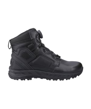 The Magnum Spider Exo 6.0 WP M-Lock Women's Safety Boots are the ultimate in mid-cut performance, offering superior protection and all-day comfort for demanding environments. These boots feature a premium, high-traction MICHELIN outsole that provides exceptional grip on both wet and dry surfaces, ensuring stability in every step. The durable waterproof leather upper is complemented by breathable recycled mesh panels for optimal ventilation, while the M-P.A.C.T. Response insole offers maximum comfort and shock absorption. For added comfort, the padded collar and moisture-wicking lining keep your feet dry and comfortable throughout the day. The M-P.A.C.T. ultimate ankle impact protection provides additional safety, and the lace pocket adds convenience for a secure fit. With an abrasive-resistant rubber scuff cap and external heel support, these boots are built to withstand tough conditions, while the compression-molded RECOIL midsole absorbs impact and provides continuous support. Whether you're on the job or on the move, these boots are designed to keep you protected, comfortable, and ready for anything.
-Mid-cut design for superior protection and comfort.
- MICHELIN outsole for excellent grip on wet and dry surfaces.
- Waterproof leather upper with breathable recycled mesh panels for ventilation.
- M-P.A.C.T. Response insole for maximum comfort and shock absorption.
- Padded collar and moisture-wicking lining for dryness and comfort.
- M-P.A.C.T. ankle impact protection for added safety.
- Lace pocket for secure fit convenience.
- Abrasive-resistant rubber scuff cap and external heel support for durability.
- Compression-molded RECOIL midsole.
- Magnum branding