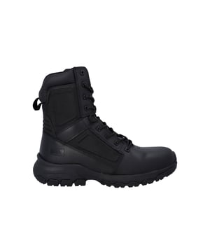 Built for those who demand speed, comfort, and protection, the Magnum Vanguard 8.0 Men's Safety Boots are the ultimate in lightweight tactical uniform footwear. Designed with highly breathable mesh panels and a durable full-grain leather vamp, these boots keep your feet cool and protected during long hours on duty.
 An easy-access side zip ensures quick on/off, while the padded collar and tongue add extra comfort around the ankle. The PU insole provides superior cushioning and shock absorption, complemented by a moisture-wicking lining that keeps your feet dry all day.
 Engineered with antistatic materials to prevent the buildup of static electricity, and finished with a heat-resistant outsole, these boots are built to handle demanding environments without compromising comfort.

-Lightweight tactical safety boots for speed, comfort, and protection
- Breathable mesh panels and durable full-grain leather vamp
- Easy-access side zip for quick on/off
- Padded collar and tongue for ankle comfort
- PU insole offers cushioning and shock absorption
- Moisture-wicking lining keeps feet dry
- Antistatic materials prevent static buildup
- Heat-resistant outsole for demanding environments
- Magnum branding