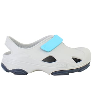 Ready for outdoor play and water-friendly adventures, the Crocs All-Terrain Fisherman Sandals in Grey are built to keep up with active kids. Lightweight, protective, and easy to wear, these sandals deliver rugged traction, quick-drying comfort, and a secure fit—perfect for every terrain they explore.
Key Features
All-Terrain Outsole

Durable rubber pods on the sole provide enhanced grip and stability on uneven, slippery, or rugged surfaces.

Closed-Toe Fisherman Design

Offers extra toe protection while allowing airflow, making it ideal for trails, parks, and splash zones.

Lightweight Croslite™ Foam Construction

Signature Crocs material offers cushioned comfort and long-lasting support with minimal weight.

Adjustable Velcro Strap

Easy on-and-off hook-and-loop closure provides a snug, secure fit—great for independent little hands.

Quick-Drying &amp; Water-Resistant

Perfect for water play, beach days, or muddy adventures—dries fast and cleans up easily.

Whether they’re splashing in streams, exploring trails, or running through the backyard, the Crocs All-Terrain Fisherman Kids’ Sandals – Grey are the ultimate go-anywhere companion for little explorers.