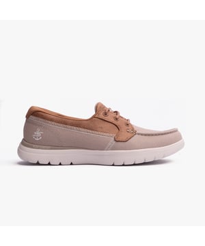 These casual women's shoes feature a leather and textile upper with a rubber sole, lace-up closure, and a relaxed fit, offering comfort and vegan-friendly design for everyday wear