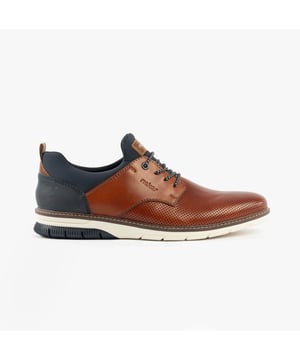 These casual men's shoes feature a leather and textile upper with a round toe, lace-up design, and TPE sole, offering comfort for everyday wear