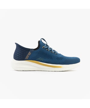 Textile casual men's shoes with slip-in design, air-cooled memory foam, and a relaxed fit. Ideal for everyday wear, featuring a low heel and rubber sole for comfort and durability