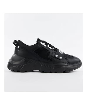 Basket Versace Fondo Speedtrack SC4 Herren Schwarz Synthetik. Authentischer Schuh der Marke Versace - Streetwear/Sportswear Design von Versace - Versace für Herren, perfekt für den Alltag - Der schwarze Versace Sneaker lässt sich ideal mit dem Rest Ihrer Garderobe kombinieren - Bequeme Synthetikmaterialien - Klassische Schnürung - Fondo Speedtrack SC4 - Synthetik