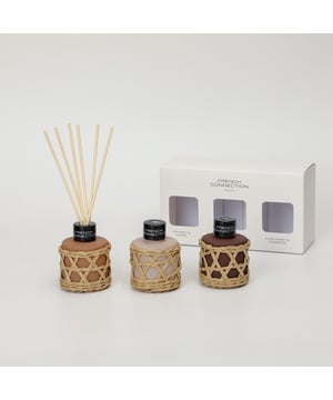 The French Connection Bamboo Collection 3 Piece Gift Set features a trio of 50ml diffusers housed in natural bamboo-inspired vessels, bringing a touch of organic elegance to any setting. Each diffuser offers a distinct fragrance, crafted to evoke a sense of calm and connection to nature, with scents that range from fresh and earthy to subtly floral. This collection is perfect for creating a serene atmosphere throughout the home, blending effortlessly with any decor. Ideal as a thoughtful gift or a personal indulgence, it captures the essence of relaxation and refined simplicity.
