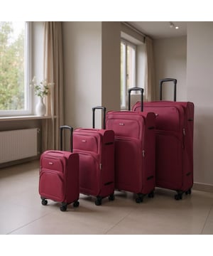 Werten Sie Ihre Reiseutensilien auf mit dem 4er-Set leichter 8-Rollen-Koffer (Kabinenkoffer, Mittel, Groß und XL), die auf Stil, Haltbarkeit und Zweckmäßigkeit ausgelegt sind. Dieses Weichschalen-Gepäckset ist aus hochwertigem Nylon gefertigt und bietet eine elegante Optik und außergewöhnliche Leistung für alle Ihre Reisen. Eigenschaften: Leichtes Nylonmaterial: Robust und dennoch leicht, sodass es einfach zu handhaben ist und eine lange Lebensdauer gewährleistet. Erweiterbares Design (Mittel, Groß und XL): Bietet Flexibilität mit über 20 % zusätzlicher Lagerkapazität. Sicheres Schloss: Hält Ihre Sachen sicher mit integriertem Zahlenschloss. 4 Doppelrollen mit 360°-Mobilität: Sorgt für müheloses Manövrieren auf verschiedenen Oberflächen. Ergonomischer Teleskopgriff: Auf Komfort und einfache Handhabung ausgelegt. Organisierter Innenraum: Beinhaltet Zurrgurte, Fächer mit Reißverschluss und Netzteiler für müheloses Packen. Größen und Spezifikationen: Kabine: Abmessungen: 48 x 37 x 20 cm Gewicht: 2,70 kg Fassungsvermögen: 36 l Mittel: Abmessungen: 54 x 41 x 26,5 cm Gewicht: 3,20 kg Fassungsvermögen: 64 l Groß: Abmessungen: 73,5 x 45 x 29,5 cm Gewicht: 3,90 kg Fassungsvermögen: 98 l Extragroß: Abmessungen: 80 x 48,5 x 32,5 cm Gewicht: 4,80 kg Fassungsvermögen: 126 l Dieses vielseitige Kofferset eignet sich perfekt für alle Arten von Reisen, egal ob Kurztrip oder längerer Urlaub. Das schlanke Design sorgt für zeitlose Eleganz, während die leichte Konstruktion und die fortschrittlichen Funktionen unvergleichlichen Komfort bieten. Reisen Sie mit leichtem Gepäck, cleverem Gepäck und voller Zuversicht mit diesem Premium-Kofferset.