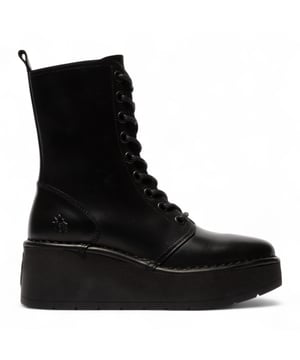 Add bold comfort to your wardrobe with the Fly London HAIT273 ankle boots. Crafted from premium leather and lined with soft microfiber, these lace-up boots are built for everyday wear with a fashion-forward edge. A side zip makes slipping them on easy, while the foam-padded footbed offers cushioned support. Set on a chunky 3-inch rubber wedge platform, they deliver excellent grip, traction, and elevation without sacrificing comfort.

Upper: Premium Leather
Lining: Microfiber
Insole: Foam-padded, microfiber-lined
Sole: Durable Rubber platform
Closure: Lace-up with side zip
Heel Height: 3 inches (approx. 7.6 cm)
Style: Chunky platform ankle boots
Features: Cushioned footbed, great grip & traction, ideal for all-day wear