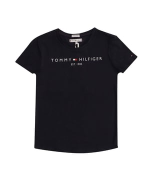 Juniors Tommy Hilfiger Essential T- Shirt in blue.- Crewneck.- Short sleeves.- Printed logo.- Tommy Hilfiger flag embroidery on sleeve.- Regular fit.- 100% Cotton.- Ref: KG0KG06585C87