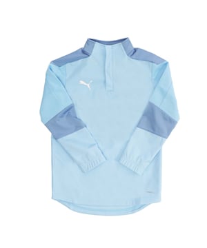 Juniors Puma Final Training Rain Top in blauw.- Lange mouwen.- 1-4 ritssluiting.- Elastische manchetten.- Puma Cat logo.- Waterafstotend.- Lichtgewicht & ademend.- 100% polyester met 100% PU membraan 2e laag.- Ref: 65658518B18