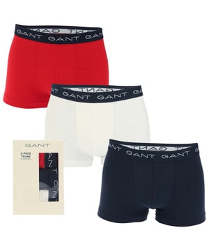A three-pack of trunks crafted in cotton jersey with a hint of stretch. Cut in a slim fit with a short leg length and a regular waist  these trunks come in solid  basic colors and are detailed with repeating GANT logos at the elastic waistband.
