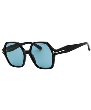Schwarze Sonnenbrille von Tom Ford, Linsenbreite = 56 mm, Nasenstegbreite = 19 mm, Bügellänge = 140 mm, Sonnenbrille, Sonnenbrillenetui, Reinigungstuch und Pflegeanleitung im Lieferumfang enthalten, 100 % Schutz vor UVA- und UVB-Sonnenlicht und entspricht der britischen Norm EN 1836:2005, getönte Gläser. FT1032 Romy Style