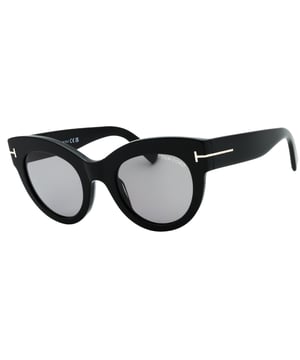 Tom Ford Black Sunglasses, Lens Width = 51mm, Nose Bridge Width = 19mm, Arm Length = 140mm, Sunglasses, Sunglasses Case, Cleaning Cloth and Care Instructions all Included, 100% Protection Against UVA & UVB Sunlight and Conform to British Standard EN 1836:2005, Smoke Mirror Lens. FT1063 Lucilla Style