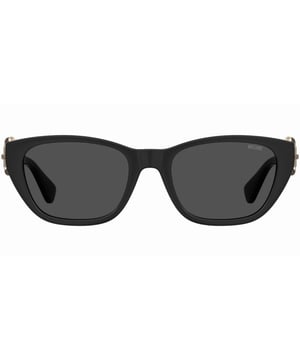 Gafas de sol Moschino negras, ancho de lente = 55 mm, ancho del puente nasal = 20 mm, longitud del brazo = 140 mm, gafas de sol, estuche para gafas de sol, paño de limpieza e instrucciones de cuidado, todo incluido, 100 % de protección contra la luz solar UVA y UVB y cumplen con la norma británica EN 1836:2005, lentes grises