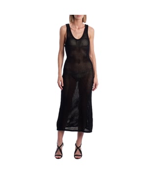 Long dress by Zadig & Voltaire crafted from openwork mesh knit. Its sleeveless design with a round neckline and racerback enhances the feminine silhouette with a modern and provocative style. The sheer structure allows it to be worn as a beach cover-up or as a layering piece with contrasting undergarments.\\n\\n A bold and versatile beach dress that blends sensuality with contemporary aesthetics, ideal for standing out in warm climates or bold urban styles.\\n\\n Details:\\n - Cut: Fitted and elongated, midi length.\\n - Exterior: Openwork mesh knit fabric.\\n - Interior: Unlined, completely transparent.\\n - Style: Sporty with beachwear influence.\\n - Functionality: Ideal as a beach dress or layering garment.\\n\\n Striking, modern design for a striking look that combines lightness and attitude.\\n Composition: 100% Cotton\\n Care:\\nHand wash in cold water.\\n Do not use bleach or whiteners.\\n Do not use a dryer.\\n Dry flat in the shade.