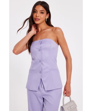 - Woven finish - Bandeau style - Button front - Split hem - Longline fit - Model height: 5'8" - Model wears uk 8 / us 4 / eur 36 - Always check the wash care label - Cool hand wash with mild detergent