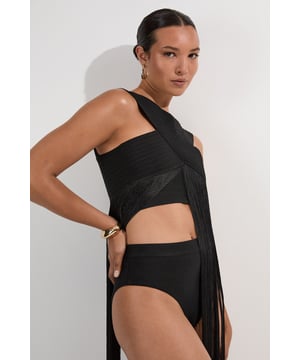High Waisted Bandage Bikini Bottoms