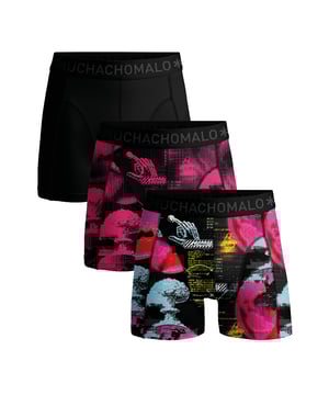 De Boxershorts/Onderbroeken van Muchachomalo zitten als gegoten en zijn gemaakt van hoogwaardig katoen. Een zachte elastische logotailleband van microvezelstof zorgt voor extra comfort. Specificaties • Normale Pasvorm • Vlakke gestikte naden voor extra comfort • Zachte Waistband met het Muchachomalo Logo Onderhoud • Wassen op 30 graden • Niet in de droger • Strijken op matig warme stand (2 stippen) Waarom Muchachomalo? Muchachomalo werkt alleen met fabrieken die BSCI en OEKO-TEX gecertificeerd zijn. Deze fabrieken hebben als doel arbeidsomstandigheden continu te verbeteren. Zij strijden voor het recht op het vormen van een vakbond, veilige werkomstandigheden en zijn tegen dwang- en kinderarbeid. Ook stellen zij consumenten en bedrijven in staat om zelf verantwoordelijke beslissingen te nemen die onze planeet beschermen voor de toekomstige generaties.