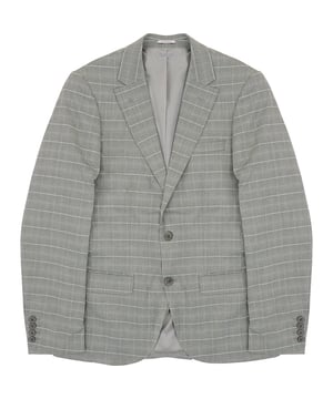 Main: 100% Polyester. The Bolongaro Trevor super skinny fit windowpane check suit jacket is a testament to modern tailoring. With its sharp notch lapels and padded shoulders, it offers a sleek silhouette that exudes smart sophistication. The super-skinny fit is perfect for those looking to make a fashion statement while maintaining a suave and subtle demeanor.