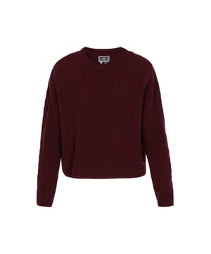 A classic knit sweater from the Maritime Collection. With a loose fit and dropped shoulders, it showcases a textured cable pattern for casual style. The round neckline and long sleeves ensure comfort, while the ribbed hem provides a cozy finish. Perfect for layering or wearing alone on chilly days.  Pullover