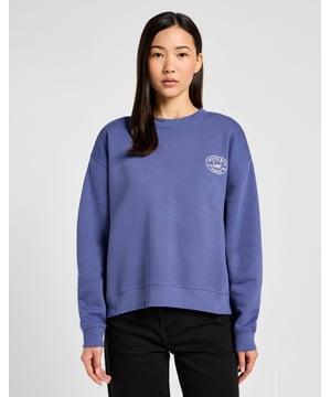 Lee – Rundhalspullover, Surfblau – lässig – 85 % Baumwolle, 15 % Polyester