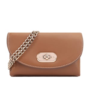 Introducing the Zayda Small Leather Crossbody Bag, meticulously crafted from soft, genuine leather for a luxurious feel. This stylish bag features a sleek chain strap and a branded turn-lock closure, adding a touch of sophistication to any outfit. Inside, you'll find convenient card slots to keep your essentials organized, while a handy slip pocket on the back allows for quick access to your most important items. The removable chain strap lets you transform this bag into a chic clutch, making it the perfect accessory for any occasion.