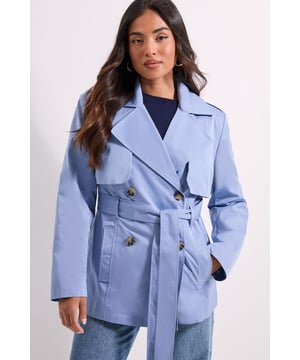 Petite Double Breasted Belted Trench Coat