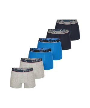 Trunks im Multi-Pack von Phil & Co.; für alle die es bequem mögen! Die Sets bestehen aus sechs Retroshorts in verschiedenen Ausführungen. Die liebevoll gestalteten Trunks bringen Abwechslung in den Kleiderschrank. Der Materialmix aus weicher Baumwolle und bequemen Stretchfasern gewährleistet Formstabilität und Tragekomfort. Die Shorts kommt ohne störende Nähte im Gesäßbereich aus. Der breite Kontrastbund gibt der Shorts optisch den letzten Schliff und sorgt dafür, dass die Shorts nicht verrutscht und so auch unter Belastung dort bleibt, wo sie hingehört.