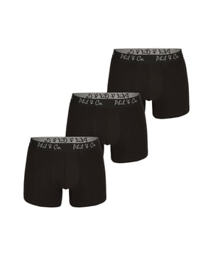Trunks in een multi-pack van Phil & Co; voor iedereen die van comfortabel houdt! De sets bestaan uit drie retro shorts in verschillende designs. De liefdevol ontworpen zwembroeken voegen variatie toe aan je garderobe. De materiaalmix van zacht katoen en comfortabele stretchvezels garandeert vormbehoud en comfort. De shorts hebben geen irriterende naden bij het zitvlak. De brede contrasterende tailleband geeft de shorts de finishing touch en zorgt ervoor dat de shorts niet afzakken en blijven zitten waar ze horen, zelfs onder druk.