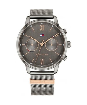 Tommy Hilfiger Unisex Horloge Kwarts Grijs• Materiaal kastdeksel: Roestvrij staal• Soort glas: Mineraal• Materiaal Band: Roestvrij Staal• Kleur kast: Grijs• Waterdichtheid: 0 m (0 ATM)• Diameter: 37 mm