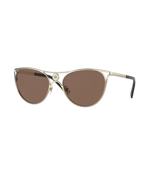 Gafas de sol de mujer de color dorado - Versace VE22371252735• material: metal• color: dorado• tamaño: 56/19/140 mm (longitud de la lente / ancho del puente / longitud de la varilla)  CATEGORY 3 -100% UV PROTECTION