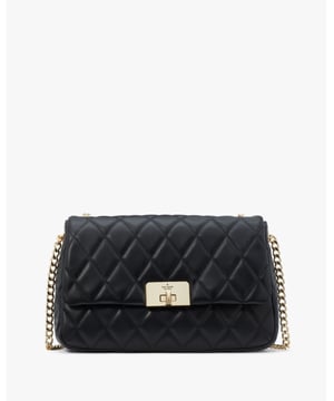 We Think A Shoulder Bag Should Be Two Things: Chic And Functional. This Pretty One Holds All Of Your Essentials--Wallet, Keys And Phone--And Has A Pocket To Stash Snacks (Be It Gummy Bears Or Almonds). Because Those Are Essential, Too., Carey Smooth Quilted Leather Flap Shoulder Bag, Metal Pinmount With Spade Logo,  Length: 7.60 Cm,  Width: 29.40 Cm,  Height: 17.70 Cm