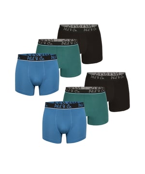 Trunks in een multi-pack van Phil & Co; voor iedereen die van comfortabel houdt! De sets bestaan uit zes retro shorts in verschillende designs. De liefdevol ontworpen zwembroeken voegen variatie toe aan je garderobe. De materiaalmix van zacht katoen en comfortabele stretchvezels garandeert vormbehoud en comfort. De shorts hebben geen irriterende naden bij het zitvlak. De brede contrasterende tailleband geeft de shorts de finishing touch en zorgt ervoor dat de shorts niet afzakken en blijven zitten waar ze horen, zelfs onder druk.