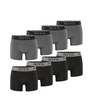 Herenboxershorts in een betaalbare multi-pack van Phil & Co. Berlin. Bestel je nieuwe favoriete ondergoed vandaag nog en overtuig jezelf van de onverslaanbare prijs-kwaliteitverhouding van Phil & Co. Berlin! De betaalbare herenshorts bieden optimaal comfort. De aangename katoenmix flatteert de huid, garandeert vormbehoud en optimaal comfort. De shorts hebben geen irriterende naden in het zitvlak. De brede contrasterende tailleband geeft de shorts de finishing touch en zorgt ervoor dat de shorts niet afzakken en blijven waar ze horen - zonder in te snijden. Om ervoor te zorgen dat niets krast of jeukt, heeft Phil & Co. bewust afgezien van vervelende labels op de boxershorts en de verzorgingsinstructies erop afgedrukt