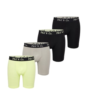 Ontdek onze retroshorts met lange pijpen voor heren in een praktische multi-pack van Phil & Co. Berlin. Bestel je nieuwe favoriete ondergoed vandaag nog en ervaar zelf de onverslaanbare prijs-kwaliteitverhouding waar Phil & Co. Berlin bekend om staat. Deze betaalbare herenslips bieden uitstekend comfort. De aangename katoenmix is zacht voor je huid, garandeert vormbehoud en biedt maximaal comfort. Deze shorts zijn vrij van irriterende naden bij het zitvlak. De brede contrasterende tailleband geeft de shorts een aantrekkelijke look en zorgt ervoor dat ze goed blijven zitten zonder in te snijden. Om krassen of jeuk te voorkomen, heeft Phil & Co. bewust afgezien van vervelende labels en de wasinstructies direct op de stof gedrukt.