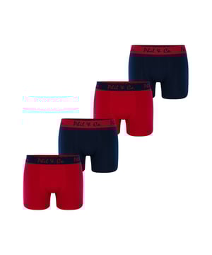 Strakke zwembroeken in klassieke ontwerpen van Phil & Co. Berlin. De zachte materiaalmix zorgt ervoor dat ze hun vorm behouden en comfortabel zijn om te dragen. De shorts hebben geen irriterende naden bij het zitvlak en de brede contrasterende tailleband geeft de shorts de finishing touch en zorgt ervoor dat de shorts niet afzakken en blijven zitten waar ze horen, zelfs onder druk. De set bestaat uit vier shorts in verschillende klassieke designs.