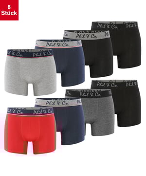 Herenboxershorts in een betaalbare multi-pack van Phil & Co. Berlin. Bestel je nieuwe favoriete ondergoed vandaag nog en overtuig jezelf van de onverslaanbare prijs-kwaliteitverhouding van Phil & Co. Berlin! De betaalbare herenshorts bieden optimaal comfort. De aangename katoenmix flatteert de huid, garandeert vormbehoud en optimaal comfort. De shorts hebben geen irriterende naden in het zitvlak. De brede contrasterende tailleband geeft de shorts de finishing touch en zorgt ervoor dat de shorts niet afzakken en blijven waar ze horen - zonder in te snijden. Om ervoor te zorgen dat niets krast of jeukt, heeft Phil & Co. bewust afgezien van vervelende labels op de boxershorts en de verzorgingsinstructies erop afgedrukt