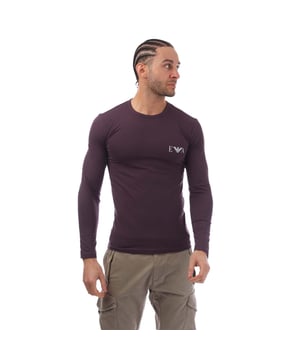 Men's Emporio Armani Slim-Fit Long Sleeve T-Shirt.- Round neck.- Long sleeves.- Printed branding.- Slim fit.- 95% Cotton, 5% Elastane.