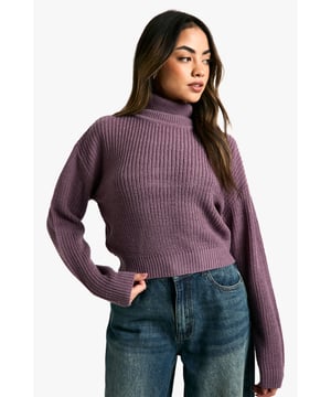 Cropped length for a trendy silhouette
        Ribbed knit texture for added visual interest
        Relaxed fit through the body for comfort
        Roll neck design for warmth and style
        Versatile piece for layering or wearing alone
    
    This short roll neck jumper from Boohoo is the perfect addition to your casual wardrobe. The cropped length and relaxed fit create a contemporary silhouette that's both comfortable and stylish. Pair it with high-waisted wide-leg jeans and trainers for a laid-back weekend look, or dress it up with a midi skirt and ankle boots for a casual night out. The ribbed texture adds a touch of visual interest, while the roll neck keeps you cosy on chilly days. Layer it under a oversized blazer for a smart-casual ensemble, or wear it on its own with your favourite denim for effortless style. This versatile piece is ideal for family gatherings, coffee dates with friends, or casual Fridays at the office. Its simplicity makes it easy to customise with accessories, allowing you to create multiple looks with just one garment.